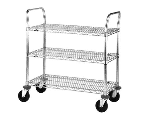 Product image #4 for Metro Super Erecta Heavy Duty 3-Shelf Wire Utility Bus Cart