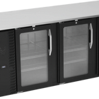 Thumbnail image #1 for Victory Refrigeration VBB78HC-FG-B 78 in 3-Door Glass Back Bar Refrigerator, Black Exterior, Stainless Steel Top