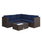 Thumbnail image #1 for Flash Furniture BN-WS404-NV-BR-GG L-Shaped Sectional Sofa with Coffee Table, Side-Lift Storage, Tempered Glass Top, Navy Cushions