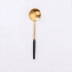 Thumbnail image #1 for Kadra Kitchenware Vikko Dine VF-SS20-ABG Soup Spoon, Brushed Black 18/10 Stainless Steel Case of 12