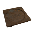 Thumbnail image #1 for Korin Inc IMP-08436 Square Wood Buffet Stand with Footed Base and 8-Inch Circular Indentation, Brown