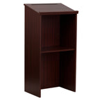 Thumbnail image #2 for Alpine Industries ADI661-01 Wood Floor-Model Speakers Podium Lectern, Slanted Top, Mahogany Finish, 23"W x 15"D