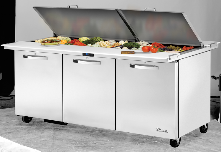 Product image #1 for True SPEC Series Dual-Side Mega Top Sandwich/Salad Prep Table, 3-Section, 72-Inch, 30-Pan