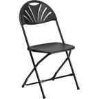 Thumbnail image #1 for Flash Furniture Hercules LE-L-4-BK-GG Black Folding Chair with Plastic Contoured Seat, Ventilated Fan Back and Steel Frame