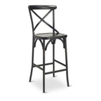 Thumbnail image #1 for G & A Commercial Seating Dumont 688WS Cross-Back Bar Stool with Solid Ash Wood Seat and Steel Frame