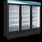 Thumbnail image #6 for Serv-Ware GF72B-HC 72 Cu. Ft. Three-Door Black Glass Door Merchandiser Freezer, Self-Contained Bottom-Mounted