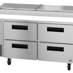 Thumbnail image #5 for Hoshizaki Steelheart PR67B-D4 67-Inch Two-Section Refrigerated Pizza Prep Table with 4 Drawers, 9-Pan Rail and Poly Cutting Board