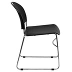 Thumbnail image #2 for Flash Furniture Hercules RUT-188-BK-CHR-GG Indoor/Outdoor Commercial Stacking Chair, Black Poly Seat and Back, Chrome Sled Base