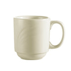 Thumbnail image #1 for CAC China Garden State GAD-M12 12 oz Porcelain Stackable Embossed Mug, Bone White Case of 3 Dozen