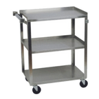 Thumbnail image #1 for 1880 Hospitality Focus Foodservice 90312 Stainless Steel Utility Cart, 3 Solid Shelves, 300 lb Capacity, Push Handle