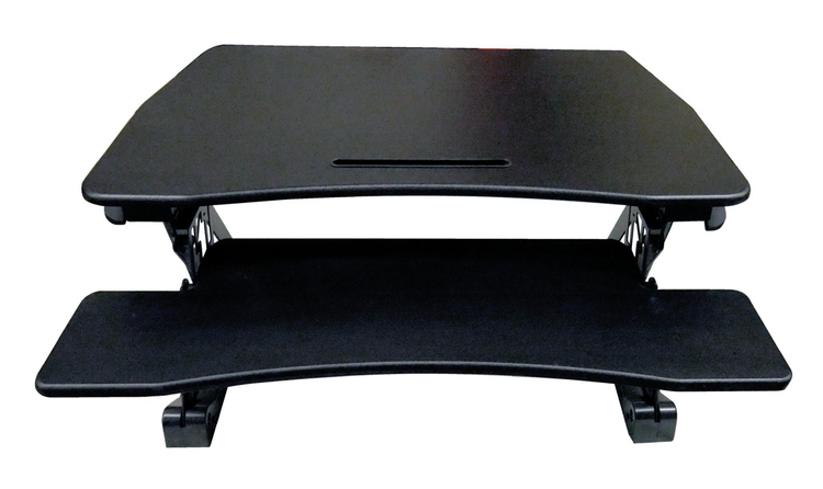 Product image #2 for Omcan Ergonomic Height-Adjustable Sit-and-Stand Desktop Desk Platform with Retractable Keyboard Tray, Black