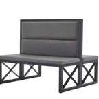 Thumbnail image #1 for ATSMFG ATS AT&S-AMD-42-GRY MFG Double Dining Booth, 47-1/2"L, Grey Vinyl Upholstered Seat & Back, Open Black Metal Base
