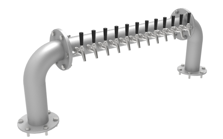 Product image #5 for Perlick Pass-Thru Glycol-Cooled 12-Faucet Countertop Brew Pipe Draft Beer Tower