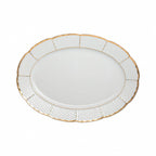 Thumbnail image #1 for Kadra Kitchenware Vikko Luxe VL-4114-ODG 14-Inch Oval Serving Dish, White with Gold Band Case of 4