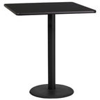 Thumbnail image #1 for Flash Furniture XU-BLKTB-3636-TR24B-GG Bar-Height Square Cocktail Table, 36" x 36", Black Laminate, 43-1/8"H