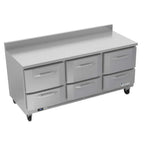 Thumbnail image #1 for Victory Refrigeration VWRD72HC-6 72-Inch Three-Section Worktop Refrigerator with 6 Drawers, Stainless Steel, Rear-Mounted Self-Contained