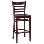 Thumbnail image #1 for G & A Commercial Seating 9512VS Armless Ladder-Back Bar Stool with Veneer Seat, Footrest and European Beechwood Frame