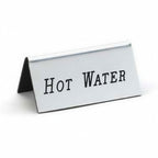 Thumbnail image #1 for Cal-Mil 228-3-010 Metal Beverage Tent Sign, Hot Water, Silver, 3"W x 1-1/2"H Case of 12