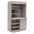 Thumbnail image #1 for Axis Designs Micro Market Fixtures IFSCM-4878 Freestanding Coffee Merchandiser, Slatwall Back, LED Lighting, Locking Base, 48"W x 26.25"D x 78"H