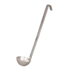 Thumbnail image #1 for Browne USA Foodservice Conventional 574712 Stainless Steel Ladle, 12 oz, 12-3/4"L, Two-Piece, Hooked Handle, Satin Finish