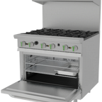 Thumbnail image #1 for Asber Emerald AER 6 36 C EM 36-Inch Commercial Gas Range with Convection Oven, 6 Open Burners, Stainless Steel, Hi-Shelf