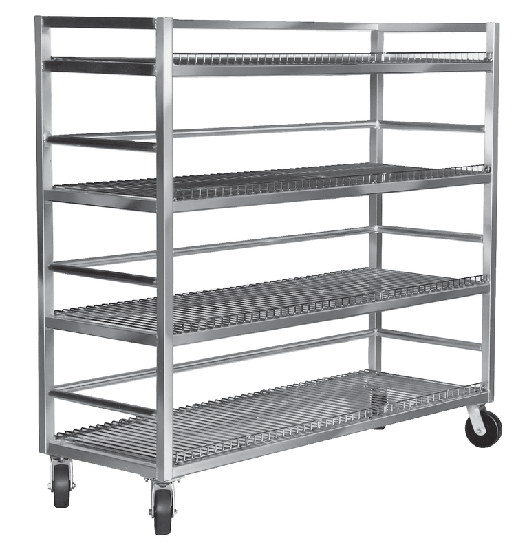Product image #7 for Channel Manufacturing Aluminum Glass/Oval Tray Mobile Shelf Truck / Flight Cart, 75 x 25 x 72 Inches, 4 Shelves