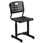 Thumbnail image #1 for Flash Furniture YU-YCX-09010-GG Adjustable-Height Student Chair, Plastic Seat and Back, Slatted Back, Black Metal Pedestal Frame
