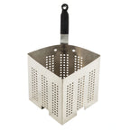 Thumbnail image #1 for TableCraft Products 12859 Triangular 3 qt Stainless Steel Pasta Cooker Insert with Black Vinyl Handle Case of 12