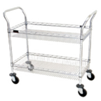 Thumbnail image #1 for Eagle Group QuadTruss WBC1836C-2B Wire Basket Utility Cart, 2 Open Basket Shelves, 2 Push Handles, 4" Swivel Stem Casters