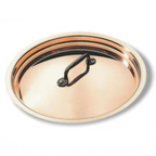 Thumbnail image #1 for Matfer Bourgeat 365024 Round Copper Pot Lid, 9-1/2" Diameter, Cast Iron Handle, Stainless Steel Interior