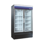 Thumbnail image #1 for Norpole, Inc. NPGR2-SB Two-Section Glass Door Reach-In Refrigerator, 29 cu. ft., Black, Bottom-Mounted Self-Contained Refrigeration