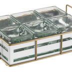 Thumbnail image #1 for Cal-Mil Empire 22092-15 6-Section Glass Jar Display, Gold Wire Frame, White, 12-1/2"W x 8-1/2"D x 5-1/4"H