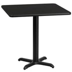 Thumbnail image #1 for Flash Furniture XU-BLKTB-3030-T2222-GG Square Dining Table, 30" x 30", Black Laminate Top, 4-Point Pedestal Base