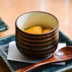 Thumbnail image #4 for Korin Inc CMU-114 Chawanmushi Bowl, 4 oz, with Lid, Black with Gold and Silver Stripes