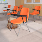 Thumbnail image #2 for Flash Furniture Hercules RUT-EO1-OR-LTAB-GG Ergonomic Shell Chair with Left-Handed Flip-Up Tablet Arm, Orange Plastic Seat and Back