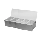 Thumbnail image #1 for Thunder Group SLCN005 Countertop Bar Condiment Dispenser, 5-Compartment, Acrylic Hinged Lid, Stainless Steel Base Case of 16