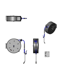 T&S Brass Enclosed Epoxy Coated Retractable Hose Reel with 3/8 In. x 50 Ft. Hose and Extended Spray Wand
