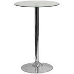Thumbnail image #1 for Flash Furniture CH-6-GG Round Dining Table, 23-1/2" Clear Glass Top, 35-1/2"H, Chrome Pedestal Base