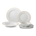 Thumbnail image #1 for Kadra Kitchenware Vikko Luxe VL-2044-LG 20-Piece White Dinnerware Set with Gold Accents, Louise