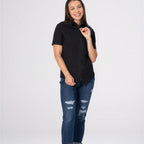 Thumbnail image #1 for Chef Works SHC11W-BLK-XL Women's Short-Sleeve Zip Work Shirt, Black, XL, Stretch Poly/Cotton