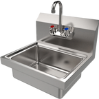 Thumbnail image #1 for ATSMFG MET MET-HS-1512S ATS MFG Wall-Mount Stainless Steel Hand Sink, 12"W x 15-3/4"D, 3-1/2" Deep Bowl, Faucet & Strainer Included