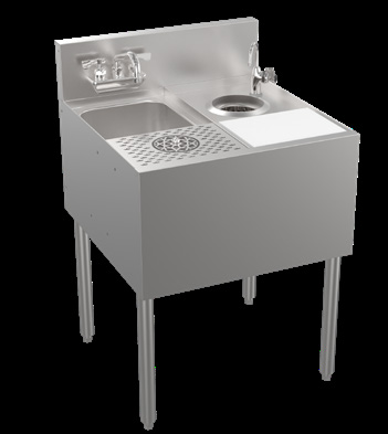 Product image #6 for Krowne Royal Series 24-Inch Underbar Speed Station Sink with Glass Rinser, Tool Well, and Cutting Board