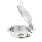 Thumbnail image #1 for Steelite International Walco, Idol WLWI6UMT 7 qt Round Stainless Steel Chafer Dish with Hinged Lid, Induction-Ready