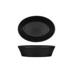 Thumbnail image #1 for Tuxton China Forge DBK-100 10 oz Black Oval Vitrified China Baker, 4.375"W x 6.125"D x 1.75"H 1 Dozen