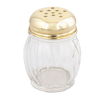 Thumbnail image #1 for Alegacy Foodservice Products 802XG Cheese Shaker, 6 oz, Glass Jar, Perforated Gold-Plated Metal Lid, Without Handle Case of 3 Dozen