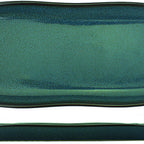 Thumbnail image #1 for International Tableware Luna LU-133-MI Rectangular Stoneware Platter, 13 x 6-1/2 in, Midnight Blue Reactive Glaze 1 Dozen
