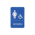 Thumbnail image #1 for CAC China SCE9-WO09 Women's Compliance Sign, English, 6 x 9 in, Blue Plastic, Self-Adhesive Case of 72