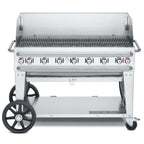 Thumbnail image #1 for Crown Verity Mobile Cooking CV-RCB-48WGP Mobile LP Gas Charbroiler, 7 Burners, Stainless Steel, 56"W, 48" Wind Guard