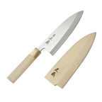 Thumbnail image #1 for Korin Inc Masamoto HMA-SKDE-165 Deba Knife, 6-1/2 in, Right-Handed, Single-Sided Edge, Forged White Carbon Steel, Magnolia Wood Handle