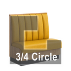 Thumbnail image #1 for ATSMFG ATS AT&S-ATQ-KR42-6CH GR6 Karender Three Quarter Circle Booth, single, 48" x 90" x 90" x 48"long x 42" high, 6-channel back, Upholstery and